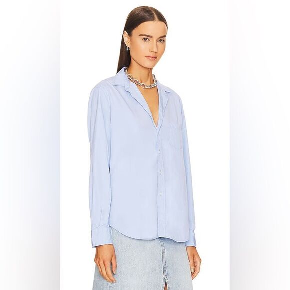 Frank & Eileen woven button up in blue end on end - Picture 7 of 7